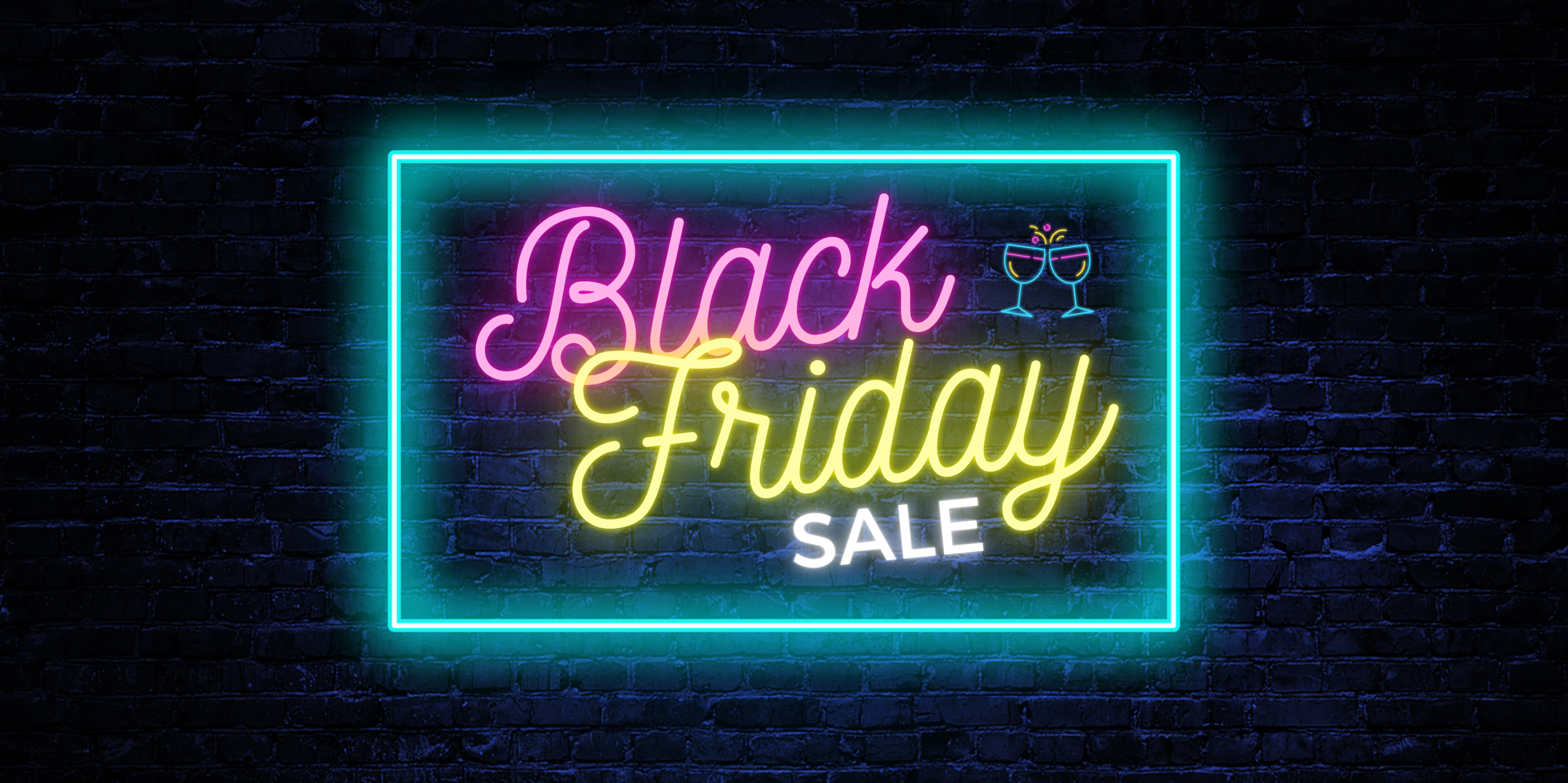 a neon light advertising a black friday sale